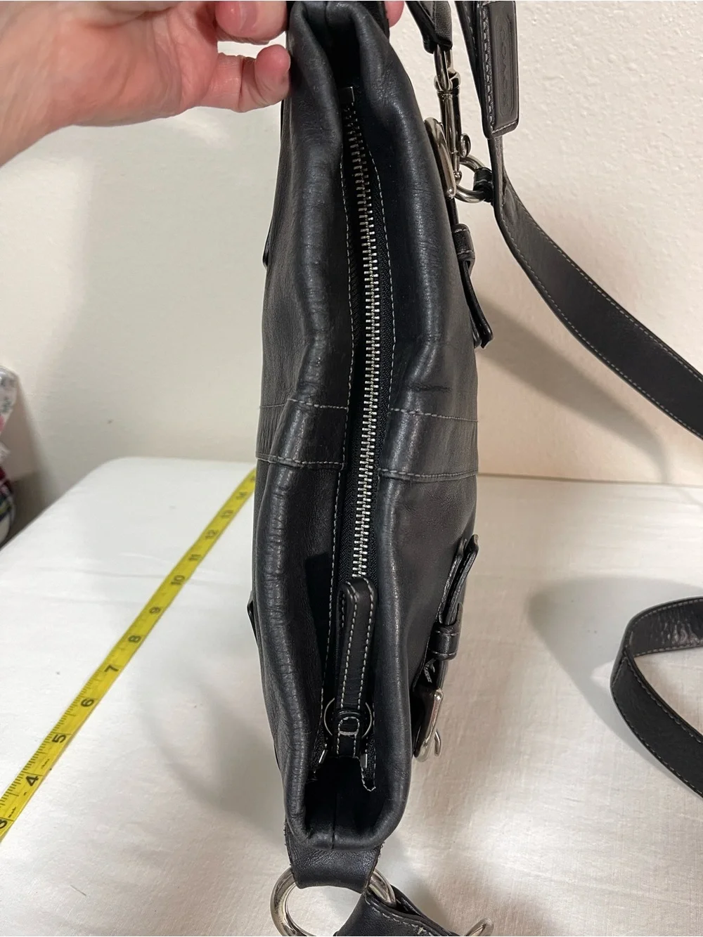 Coach SoHo Black Leather Hobo with Silver Buckle Accents